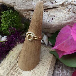 14k Gold Sterling Silver CZ Open Circle Ring Set Size 7